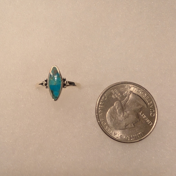 925 Sterling Silver Kingman Mohave Turquoise Ring - Picture 4 of 5